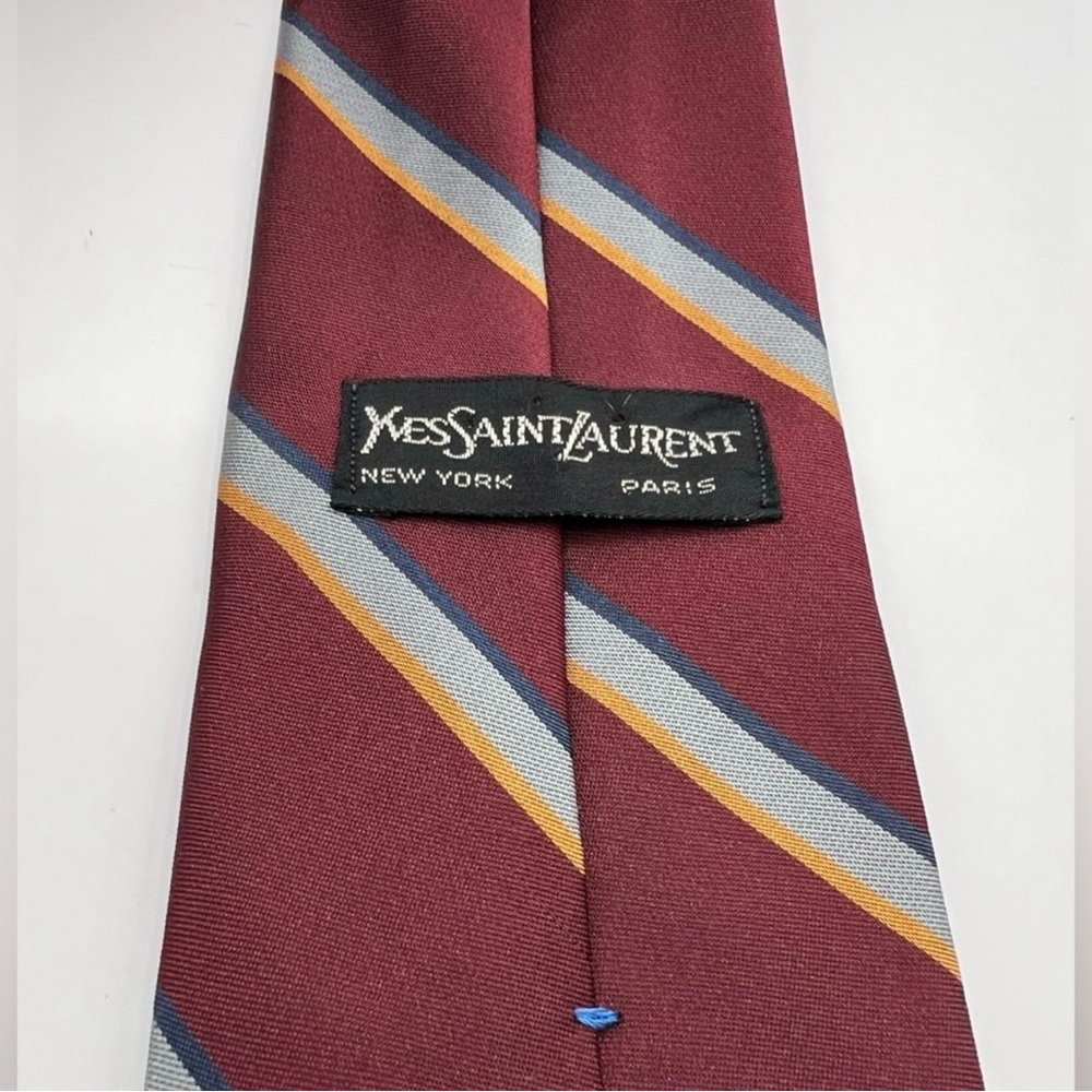Yves Saint Laurent Burgundy and Gold Silk Tie